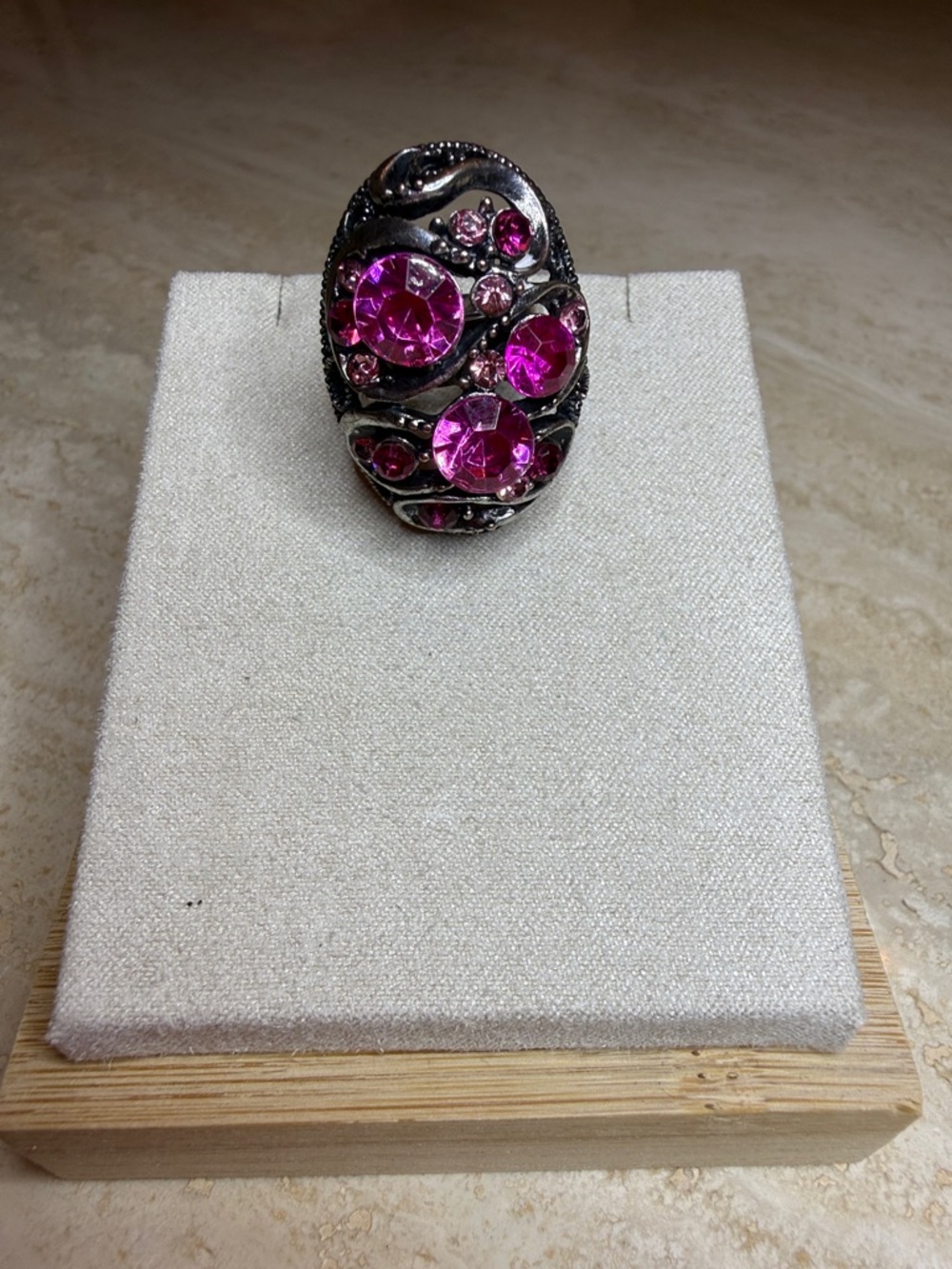Pink Crystal Oval Cocktail Ring - Women Jewelry - OS